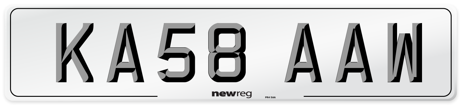 KA58 AAW Number Plate from New Reg